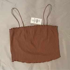 Brown Ribbed Crop Top Size S